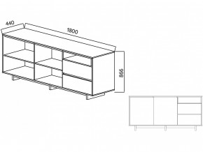 Комодино Moderno-1800 В-1 Ф6 в Пласте - plast.magazinmebel.ru | фото - изображение 4