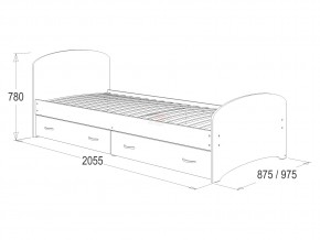 Кровать-6 одинарная с 2-мя ящиками 900*2000 ясень анкор в Пласте - plast.magazinmebel.ru | фото - изображение 2