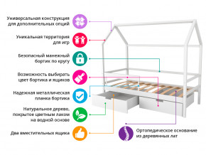 Кровать-домик Svogen с фото с ящиками и бортиком бежевый/зверята в Пласте - plast.magazinmebel.ru | фото - изображение 2