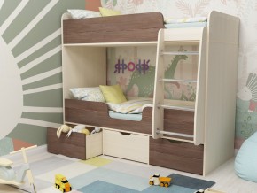 Кровать двухъярусная Малыш двойняшка дуб молочный-бодега в Пласте - plast.magazinmebel.ru | фото
