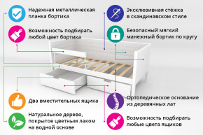 Кровать-тахта Svogen мягкая с ящиками и бортиком с фото белый/барашки в Пласте - plast.magazinmebel.ru | фото - изображение 2