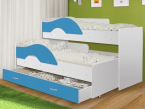 Кровать выкатная Радуга с ящиком 80х160 белая-голубой в Пласте - plast.magazinmebel.ru | фото